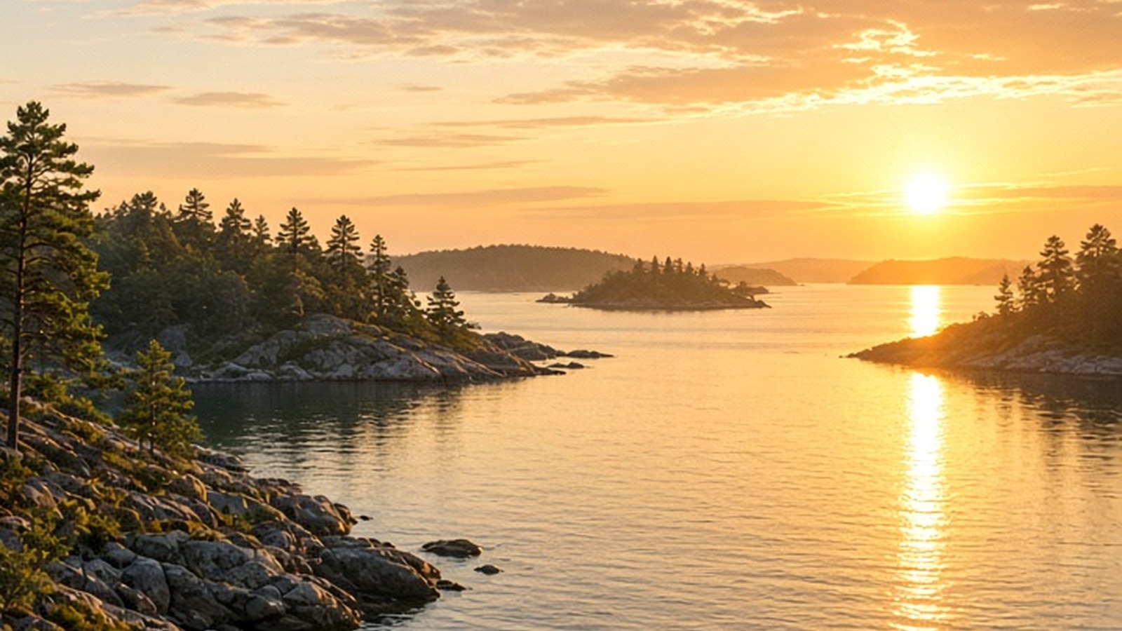 Open Georgian Bay waterfront at sunset — Sound Solar